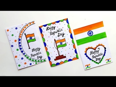 3 Easy & Beautiful white paper Republic Day Card making|Handmade Republic Day 2023|DIY Greeting Card
