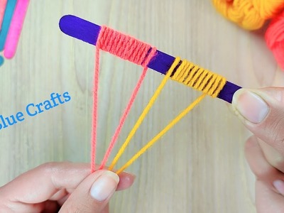 Creative Art ???? Perfect Woolen Flower Craft Making With Ice Cream Stick | Ice Stick Crafts