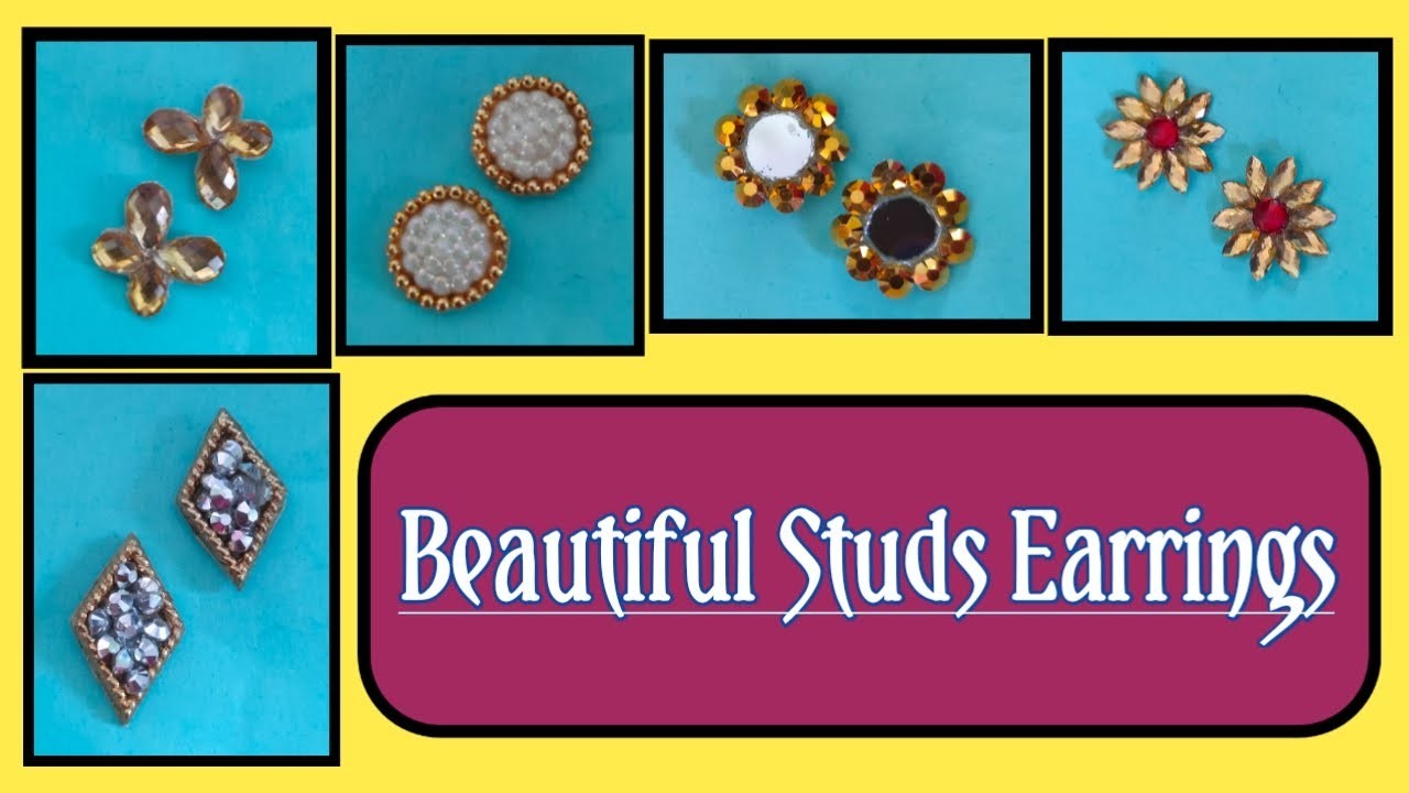 DIY stud earrings in 5 different design. Handmade jewellery. All occasions jewellary making at home.