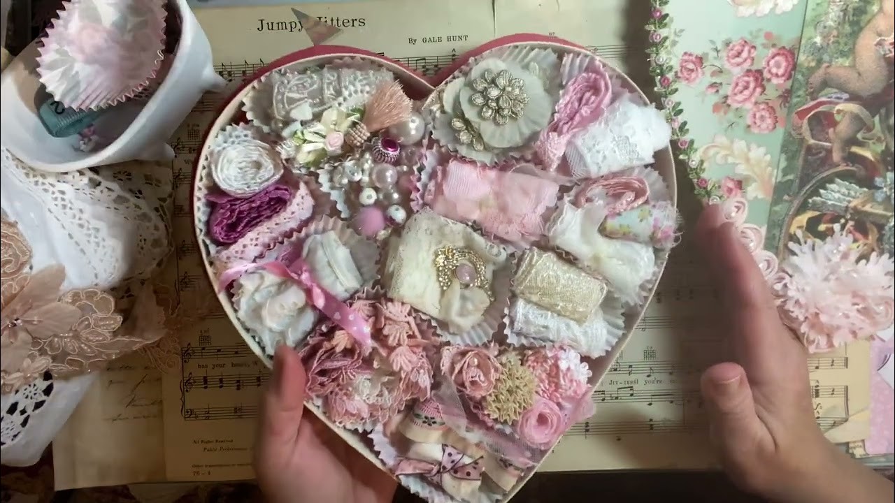 Heart Box filled with paper cups of Lace and More