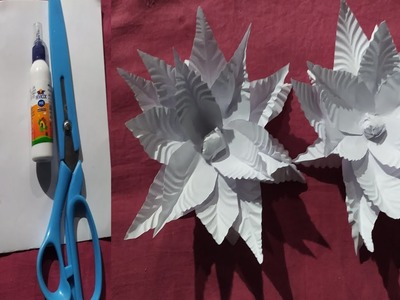 How to make flower by white paper and glue