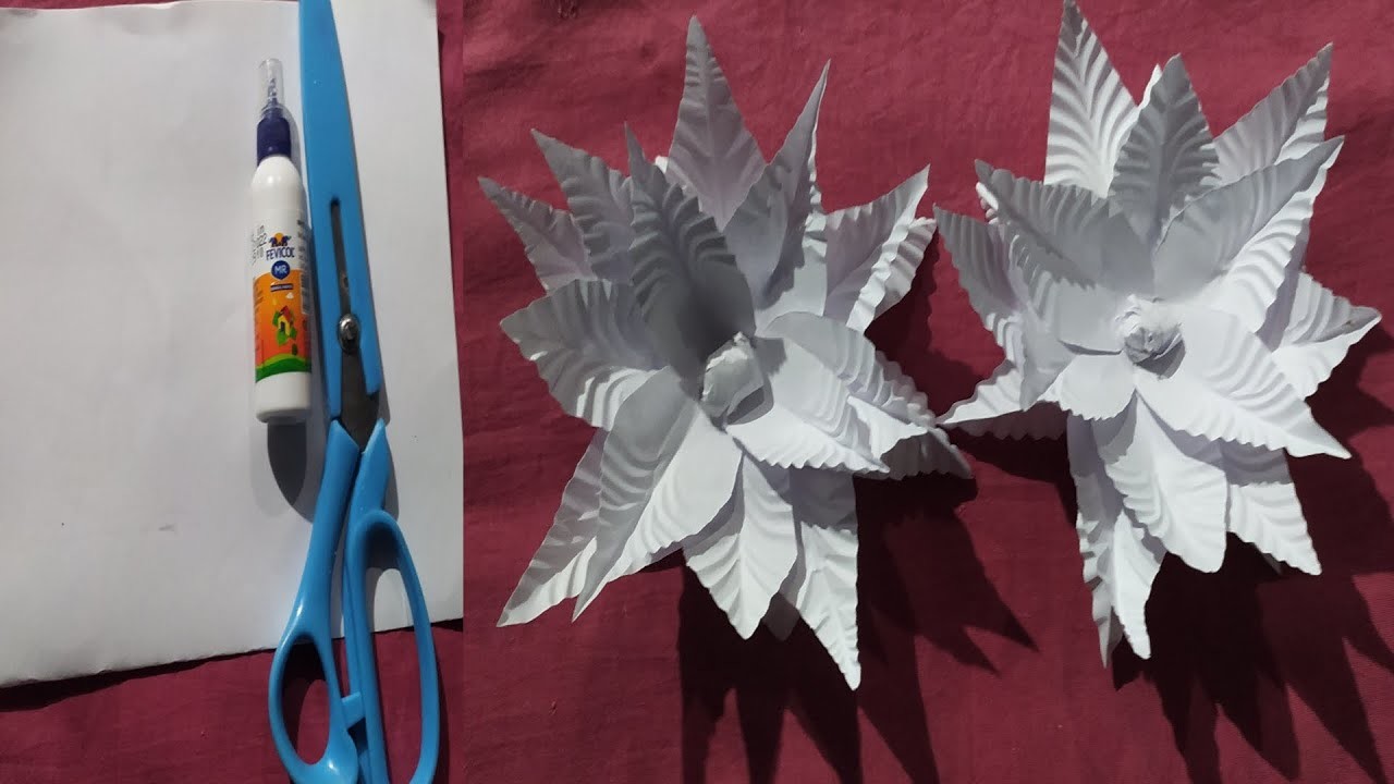 How to make flower by white paper and glue