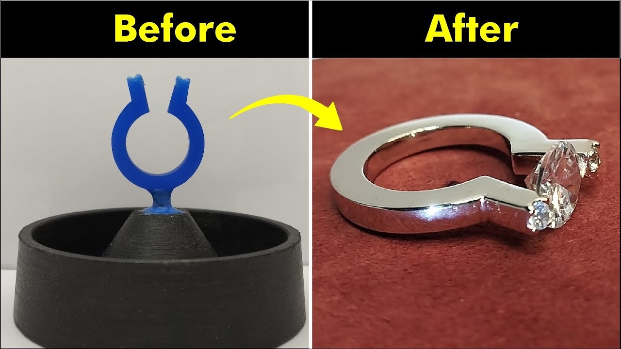 How to make Silver Tension Set Ring by Lost Wax Casting - Wax Carving