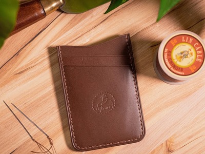 Making a handmade LEATHER CARD HOLDER with MONEY CLIP