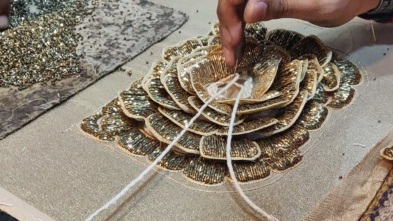 Making purse for women latest design hand embroidery work full video glass beads design for wedding