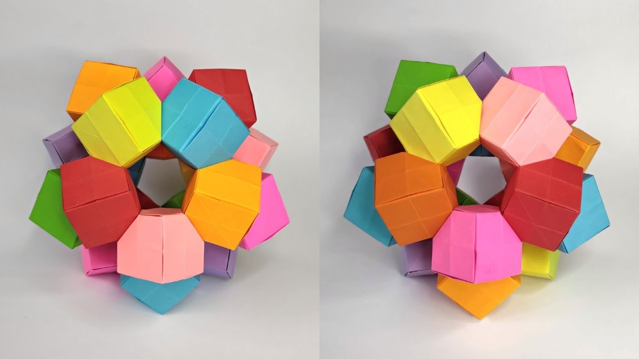 Origami COLUMBUS CUBE kusudama by Dave Mitchell | Paper kusudama