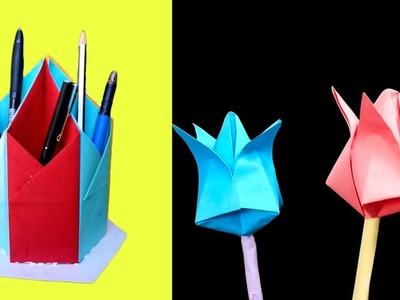 Origami Pen Holder.Craft Ideas.How to make Pen Stand.Assam Make Stuff