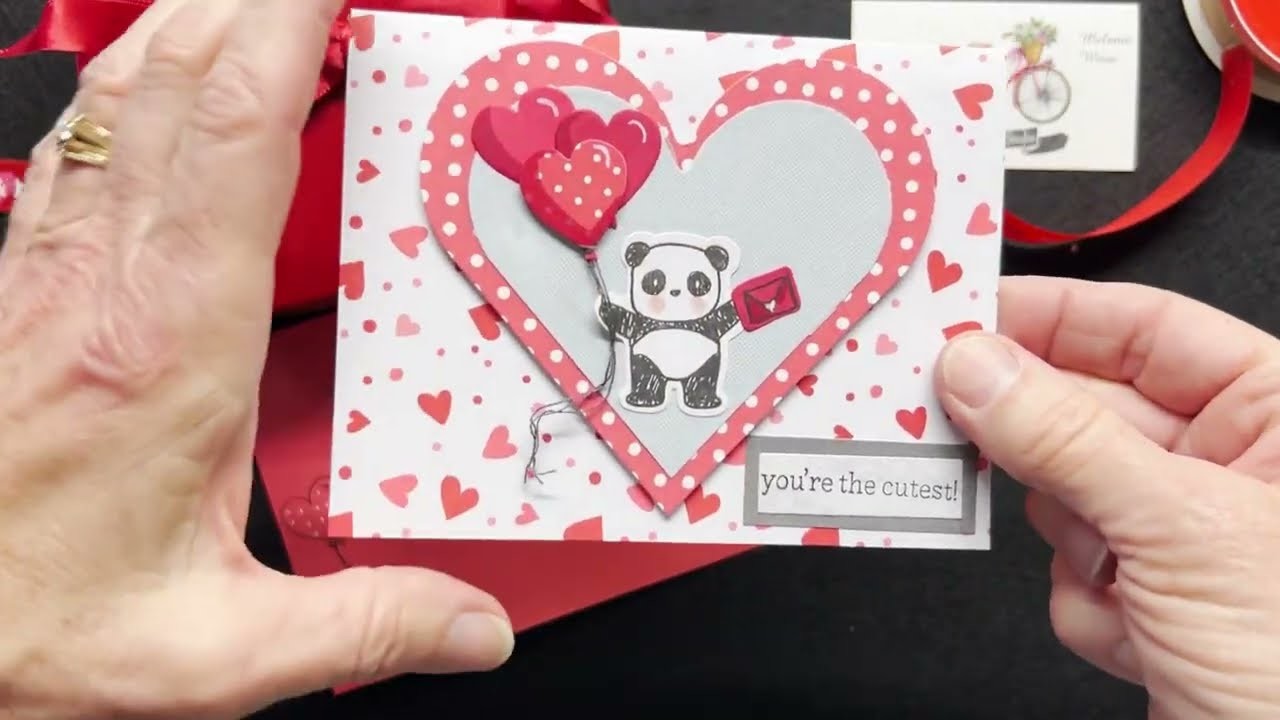 Panda Valentine's Day Card - Using the Mama Elephant. Hampton Art Panda stamp and die set
