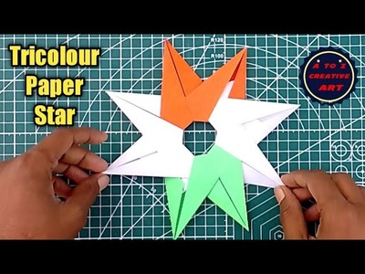 Republic Day. Independence Day. Origami Paper Tricolour Star. Easy Paper Craft Tricolour