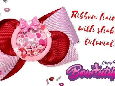Ribbon handmade hair bow tutorial with clay shaker. valentines shaker hair bow tutorial