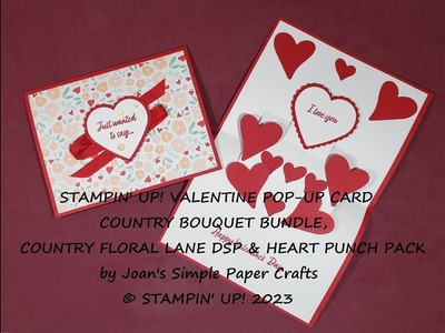 VALENTINE POP-UP CARD with COUNTRY BOUQUET BUNDLE, COUNTRY FLORAL LANE DSP & HEART PUNCH PACK