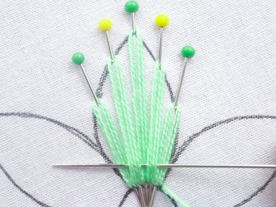 Amazing Hand Embroidery Design  With Pins, Latest Flower Embroidery Tutorial For Beginner