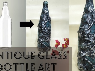 Antique glass bottle reuse idea||Reuse waste material and decorate your place||Clay Art