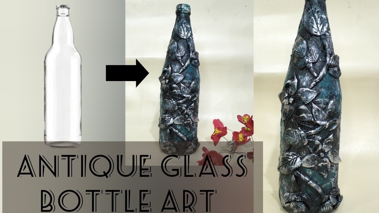 Antique glass bottle reuse idea||Reuse waste material and decorate your place||Clay Art