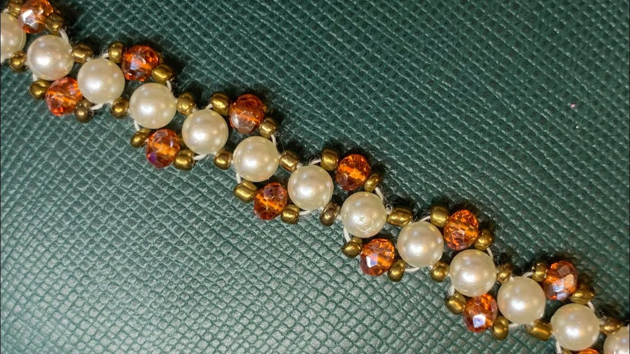Beautiful orange Crystal and pear bracelet ||  make under 10 minutes || step by step tutorial