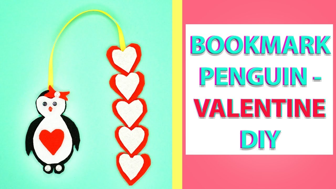 BOOKMARK PENGUIN - VALENTINE DIY FELT????❤️