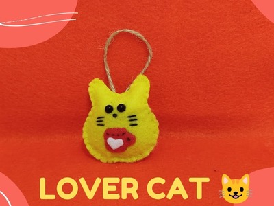 Cute felt lover cat for valentine - diy felt crafts for beginners