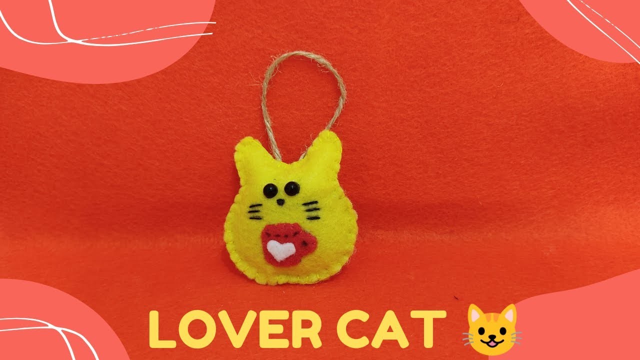 Cute felt lover cat for valentine - diy felt crafts for beginners