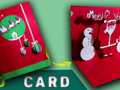 DIY- 3D Christmas Pop Up Card | How To Make Christmas SANTA CARD
