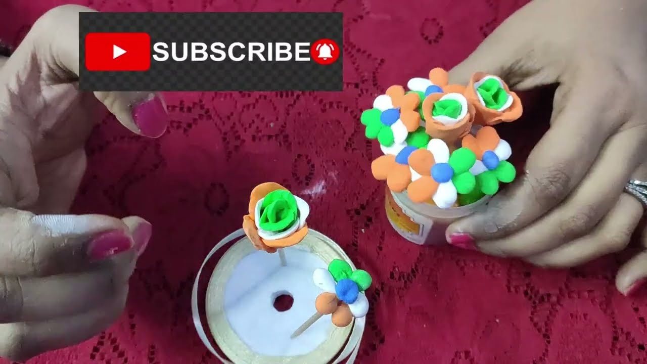 DIY Republic Day Special Make Table Decoration Flower by Clay