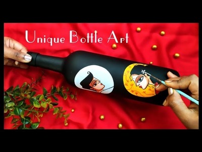 DIY Unique Bottle Art Tutorial For Valentine's Day | How Draw On Bottle | @ColourWingsbySurabhi
