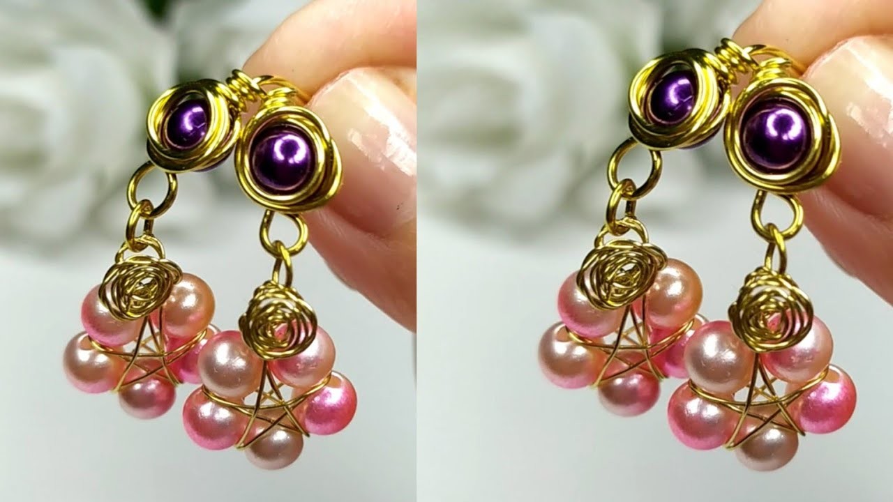 Earring making || diy bead earrings || pearl earrings