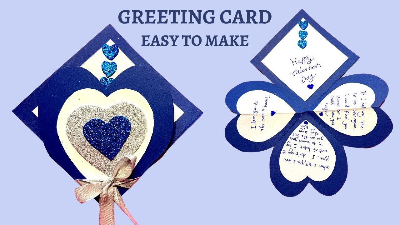 Greeting card for valentine's day DIY how to make an easy greeting card heart shape