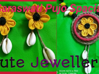 Handmade Jewellery.Jute Jewellery.Jute Necklace & Earrings Set.How to make jute jewellery at home