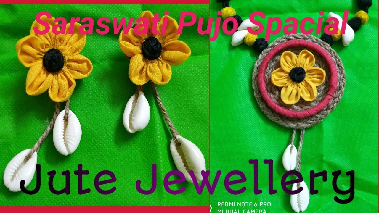 Handmade Jewellery.Jute Jewellery.Jute Necklace & Earrings Set.How to make jute jewellery at home