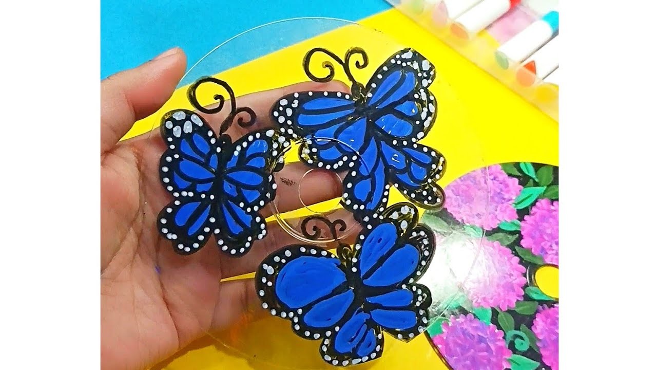 Home decor idea with CD ????. butterflies painting ???? acrylic markers. Easy painting. Easy drawing