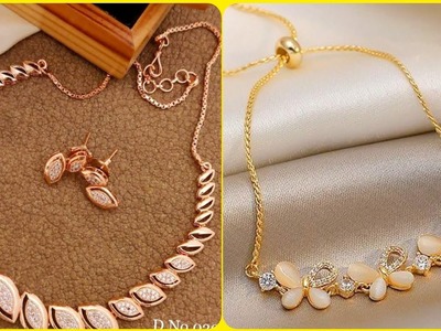Latest Gold With Zirconia Chain Bracelets Designs For Women's Anniversary Gifts