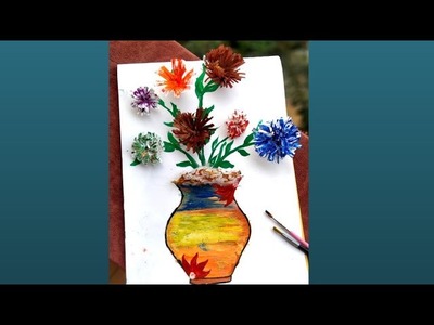 Make a flower out of Paper|How to draw easy flower ???? Pot|