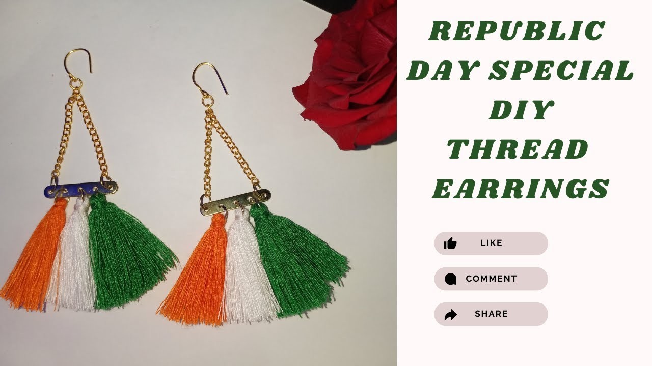 Republic Day Special Thread Earrings || Hand made Tricolor Earrings || DIY || Earring Tutorial ||????????