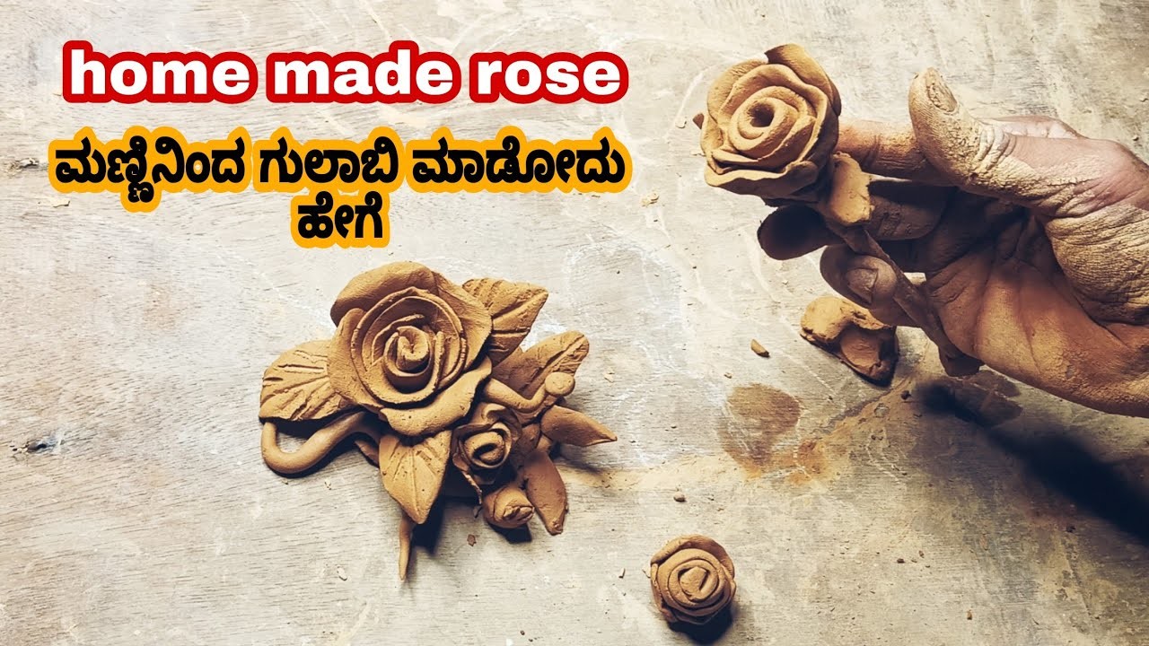 Simple Rose making process || how to make Rose with clay || kannada Clay art || Clay rose || kannada