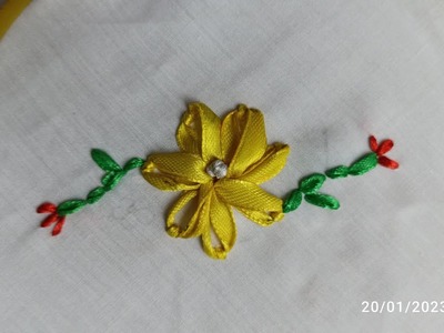 Very Easy !! Ribbon Embroidery Idea #embroidery #diy #handmade