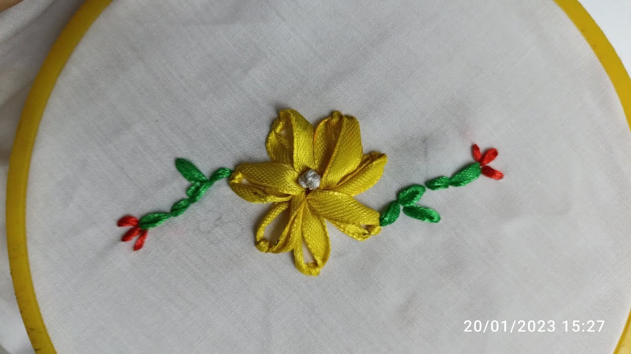 Very Easy !! Ribbon Embroidery Idea #embroidery #diy #handmade