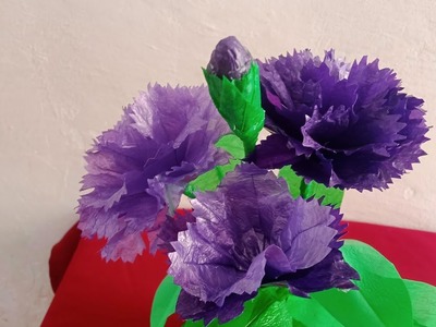 A Simple Way to Make Purple Carnation Flowers from Used Plastic Crackle