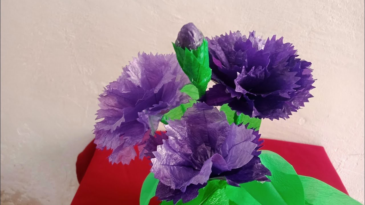 A Simple Way to Make Purple Carnation Flowers from Used Plastic Crackle