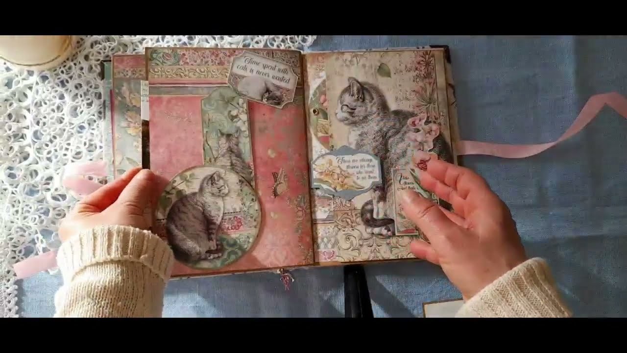 Cat lover junk journal, Stamperia  "Orchids and Cats " journal