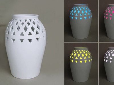 Corner Flower Vase making || Lighting corner Flower vase || Cement flower vase