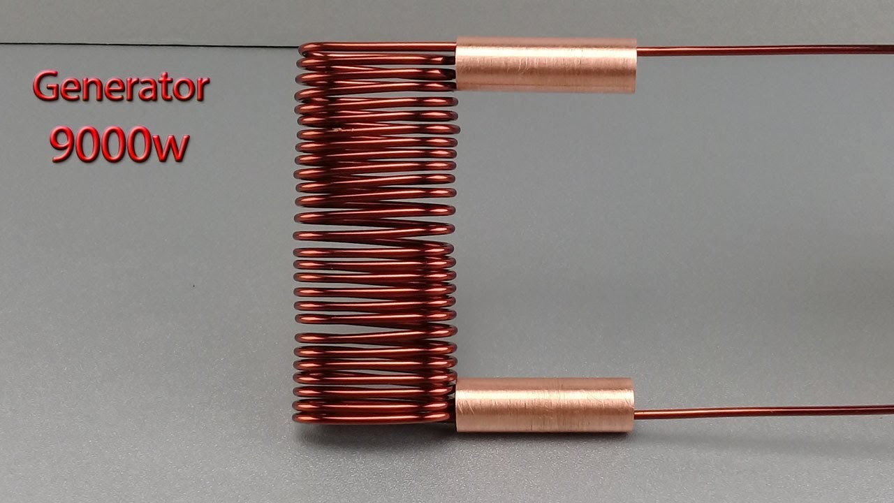Create 220v 9000w free energy from big copper and two copper pipe use fan motor with transformer
