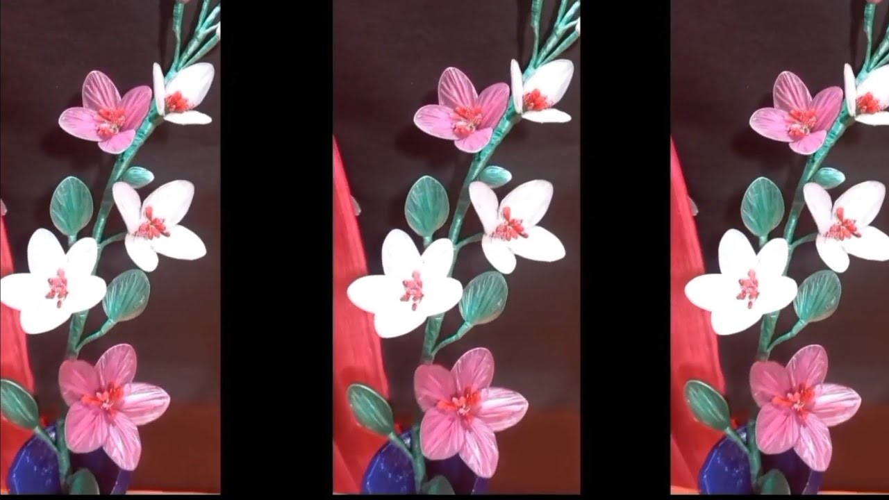 DIY beautiful bonsai flower branch making with plastic carry bag.