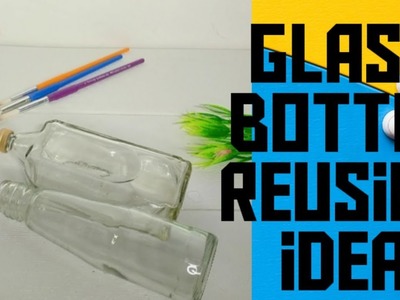 DIY : HOW TO REUSE GLASS BOTTLE. GLASS BOTTLE PAINTING FOR BEGINNERS || BOTTLE ART. BOTTLE DECOR