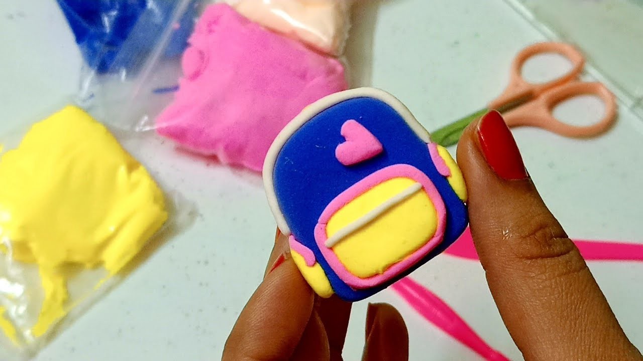 DIY School Bag Clay Craft ???? School Bag Clay Art ???? art and craft ???? Claycraft Clayart Crafter