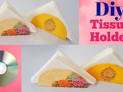 DIY tissue paper holder | how to make tissue holder from waste cd | napkin holder ideas