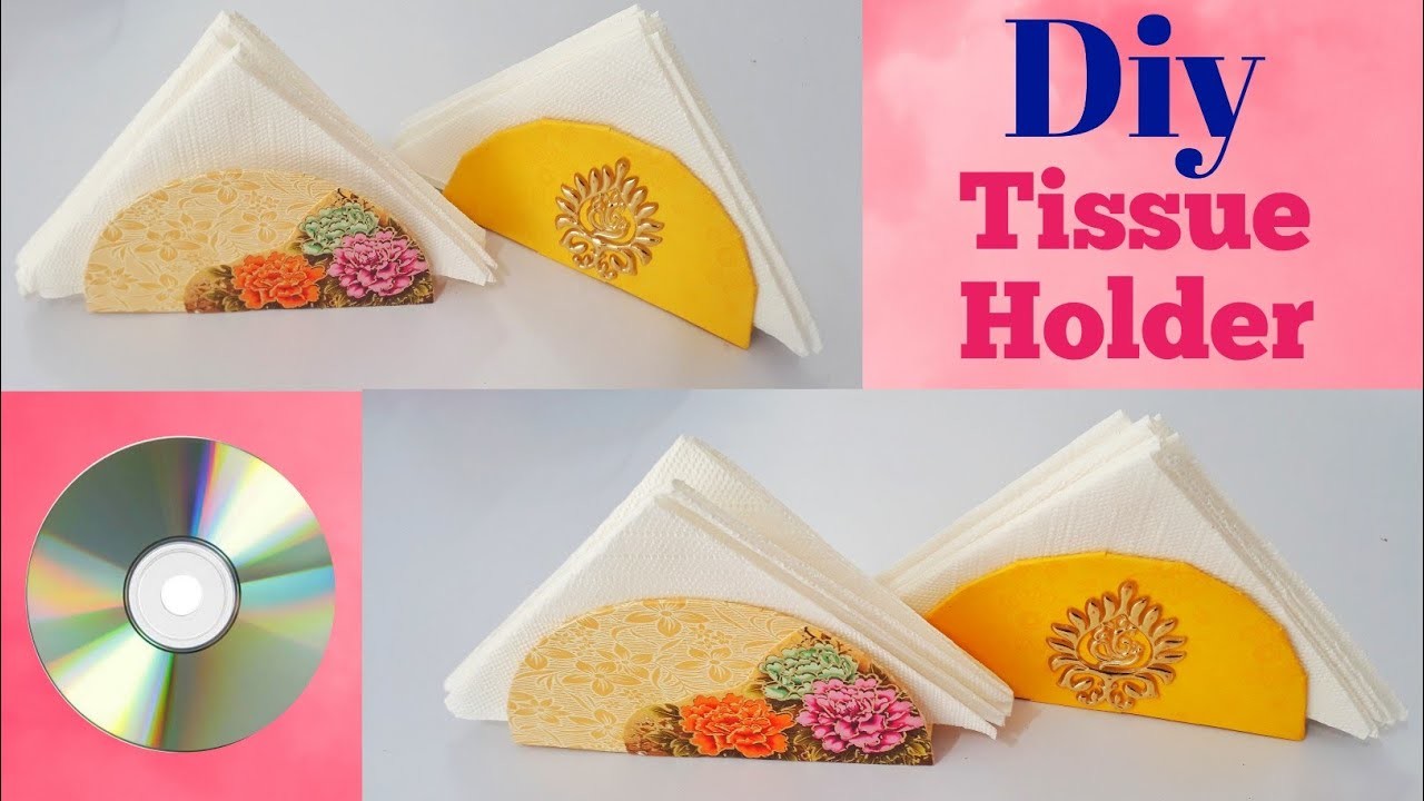 DIY tissue paper holder | how to make tissue holder from waste cd | napkin holder ideas