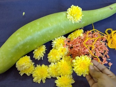 GARLAND.How to make simple method garland.Chamanthi flower & kanakamara flowers garland.mala.DIY