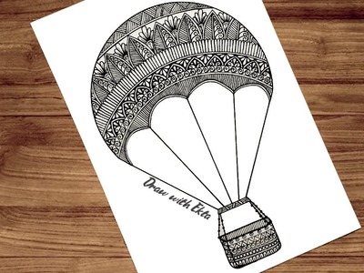 Hot Air balloon | Mandala Art | Step by Step | Simple Mandala Art | Mandala art for Beginners