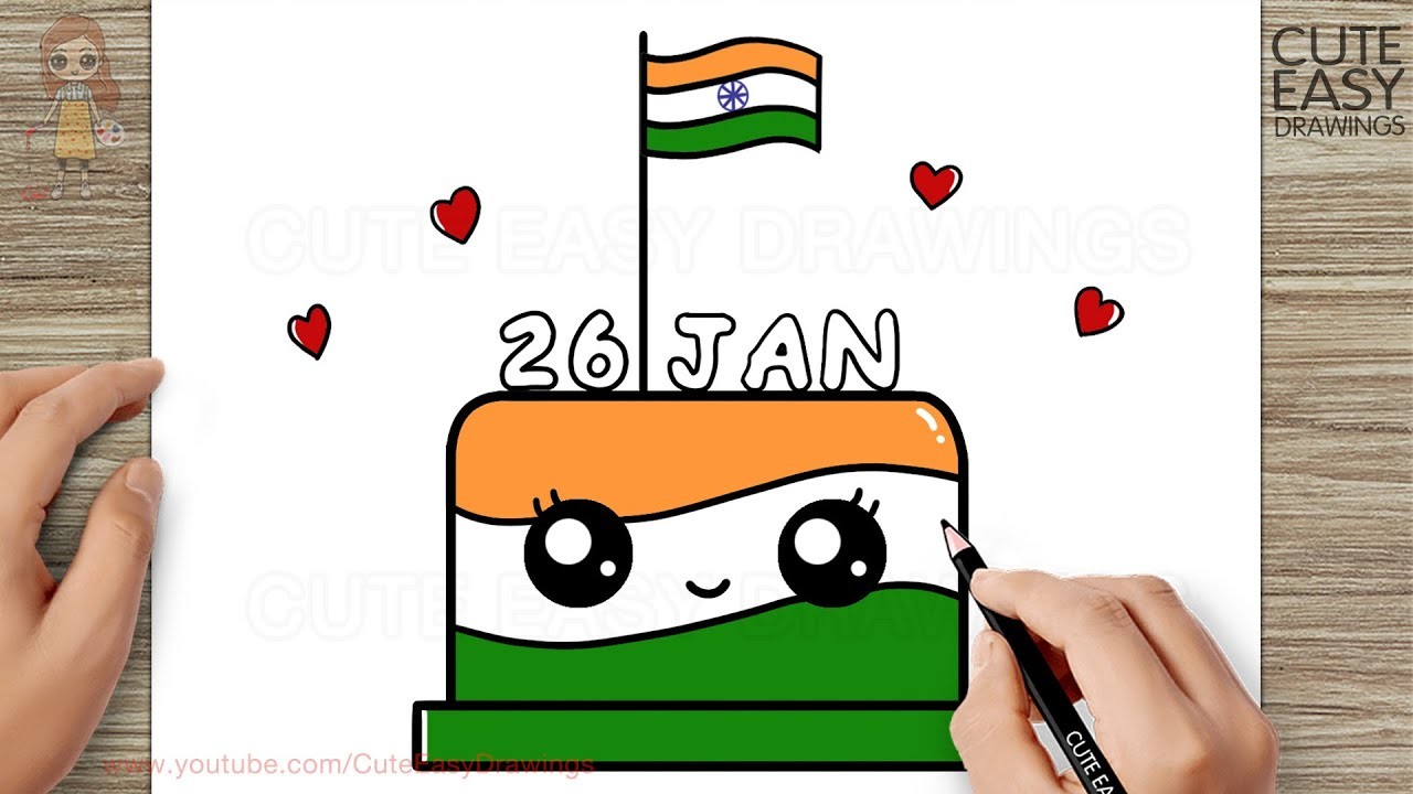 How to Draw Republic Day Cute Cake. How to Draw 26 January Cake Easy