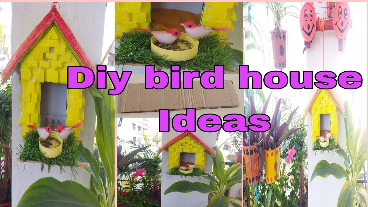 How to make bird house for waste cardboard.Diy bird house ideas.balcony wall decoration ideas